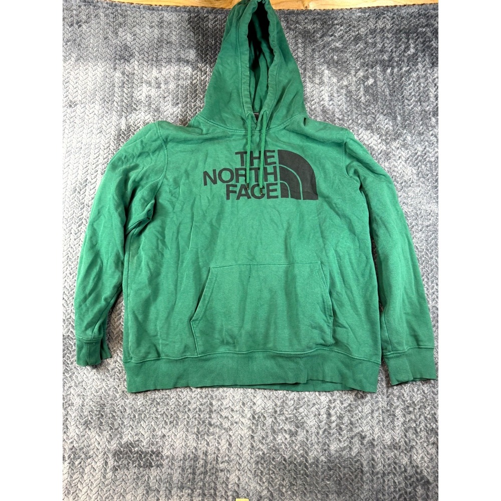 The North Face Half Dome Hoodie Mens XL Green‎ Graphic Logo Fleece Lined Cotton